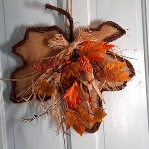 Fall Leaf Wall Hanging Wreath Door Decoration Harvest Thanksgiving Autumn New